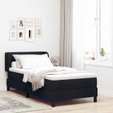 Cumpara ieftin Pat cu arcuri cu headboard Negru 100 x 200 cm tesatura
