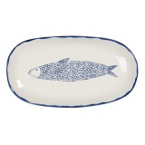Cumpara ieftin Platou ceramica bej albastru Peste 30x16x3 cm