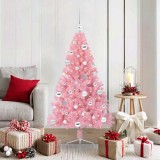 vidaXL Pom de Crăciun artificial pre-iluminat Roz 150 cm PVC 3397068