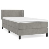 Cumpara ieftin Pat continental cu saltea, gri deschis, 80x200 cm, catifea