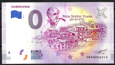 !!! RARR : 0 EURO SOUVENIR - CROATIA , DUBROVNIK - 2019.1 - UNC foto