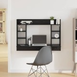 Birou Montat pe Perete Negru Stejar 105x48x75 cm Lemn Prelucrat