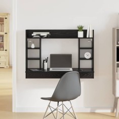 Birou montat pe perete cu raft Stejar negru 105 x 48 x 75 cm