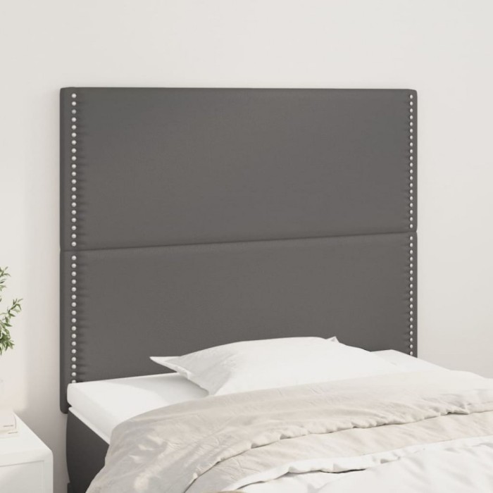vidaXL Tăblii de pat, 2 buc, gri, 100x5x78/88 cm, piele ecologică 3116280