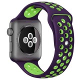 Cumpara ieftin Curea iUni compatibila cu Apple Watch 1/2/3/4/5/6/7, 38mm, Silicon Sport, Purple/Green