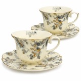 Serviciu Portelan Vintage 2 Cesti si farfurii, GOLDEN LEAF
