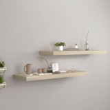 Gossi rafturi de perete suspendate 2 buc., stejar, 80x23,5x3,8 cm mdf