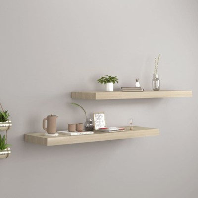 Gossi rafturi de perete suspendate 2 buc., stejar, 80x23,5x3,8 cm mdf foto
