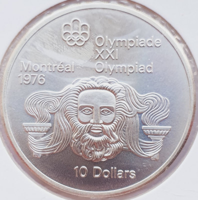 26 Canada 10 Dollars 1974 Montreal Head of Zeus km 93 argint foto