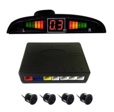 Kit x 4 senzori de parcare 22 mm cu display 12V Parking Assistant negru foto