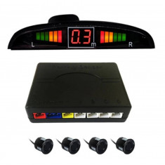 Kit x 4 senzori de parcare 22 mm cu display 12V Parking Assistant negru