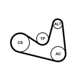 Set curea transmisie cu caneluri Seat Cordoba, Ibiza III, Ibiza IV, Ibiza IV Sc; Skoda Fabia I, Fabia II, Roomster; VW Polo, Polo IV Motor 1.4 TDI,