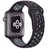Cumpara ieftin Curea iUni compatibila cu Apple Watch Ultra/SE/8/7/6/5/4/3/2/1, 38mm, Silicon Sport, Negru/Argintiu