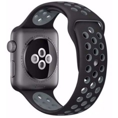 Curea iUni compatibila cu Apple Watch Ultra/SE/8/7/6/5/4/3/2/1, 38mm, Silicon Sport, Negru/Argintiu