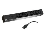 PDU BACHMANN, 1U pt. rack 19 inch, 8 prize IEC, intrare IEC, max 10 A, cablu 2 m, negru, &quot;333.54&quot; (timbru verde 4 lei)