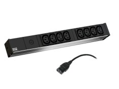 PDU BACHMANN, 1U pt. rack 19 inch, 8 prize IEC, intrare IEC, max 10 A, cablu 2 m, negru, &quot;333.54&quot; (timbru verde 4 lei)