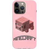 Husa compatibila cu Apple iPhone 13 Pro Max model Minecraft Pig, Silicon, TPU, Viceversa, Transparent, Carcasa