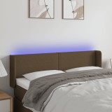 vidaXL Tăblie de pat cu LED, maro &icirc;nchis, 147x16x78/88 cm, textil