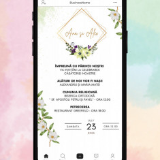Invitatie Electronica/Digitala pentru nunta, model Minimalist Flowers