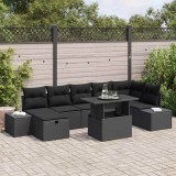 Cumpara ieftin Set de canapele pentru grădină cu pernă 8 pcs Negru Rattan poli