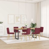 VidaXL Scaune de bucătărie pivotante, 6 buc., roșu vin, textil