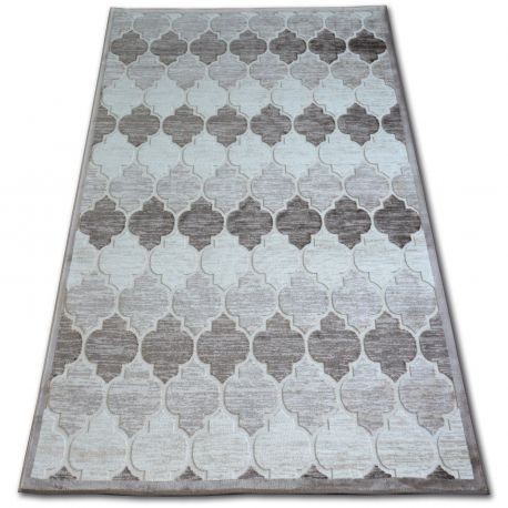 Covor acril Yazz 3766 bej &icirc;ntunecat și maro Moroccan clover Trellis, 200x290 cm
