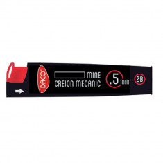 Mine Creion Mecanic DACO, 2B, 0.5 mm, 20 Buc/Set, Set Rezerve Creioane Mecanice 2B, Set Mine pentru Creioane Mecanice 2B, Rezerva Creion Mecanic 0.5 m