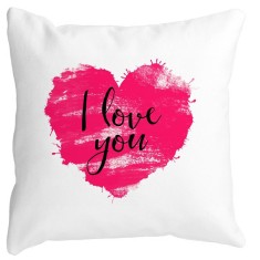 Perna Decorativa Patrata I Love You, 40x40 cm, Alba, Mata, Husa Detasabila, Burduf foto