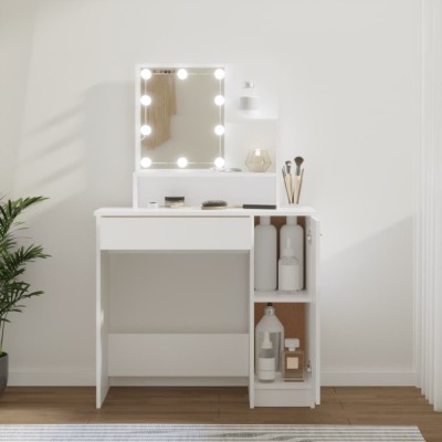 Gossi masa de toaleta cu led, alb, 86,5x35x136 cm foto
