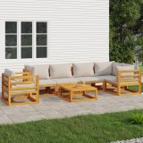 Gossi set mobilier gradina, perne gri deschis, 7 piese, lemn masiv