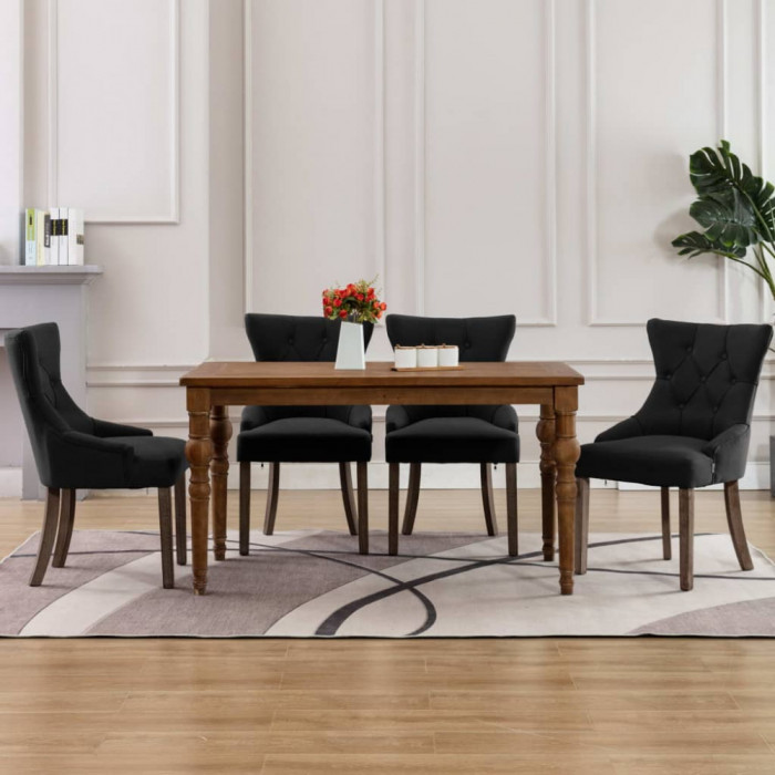 vidaXL Scaune de bucătărie, 4 buc., negru, material textil 3058300