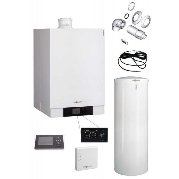 Centrala termica in condensare Viessmann Vitodens 200-W 60 kW, cu boiler bivalent Vitocell 300 litri