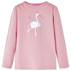 Tricou pentru copii cu m&acirc;neci lungi, roz deschis, 140