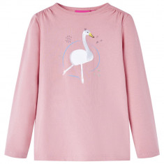 Tricou pentru copii cu mâneci lungi, roz deschis, 128