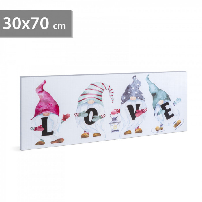 Tablou cu LED &ndash; LOVE &ndash; cu agățătoare, 2 baterii AA &ndash; 30 x 70 cm (58477)