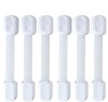 Set 6 bucati sisteme de siguranta copii ajustabile, blocare sertare, dulap, frigider, WC, adeziv puternic, lungime 19 cm, alb
