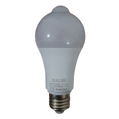 Bec cu LED , senzor miscare , senzor lumina , 9 W , fasung E 27 , lumina calda , elSales , alb foto