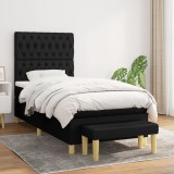 Cumpara ieftin Pat box spring cu saltea, negru, 90x200 cm, textil