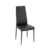 Scaun bucatarie Tino NOVA, piele textilă neagră, cadru metalic, 50x41x96 cm, greutate 4 kg, design modern