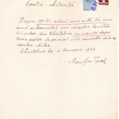 AMS - CONTRA-CHITANTA SUMA 100 LEI 10 IANUARIE 1938