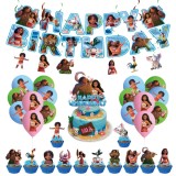 Set 50 Accesorii REDQUIT de Petrecere Aniversara Disney Moana, Vaiana, 18 Baloane, 1 Banner Happy Birthday, 24 Cupcake Topper, 1 Topper Tort , 6 Decor