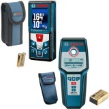 Bosch GLM 50 C - Telemetru laser 50 m +/-1.5 mm/m 30 valori memorate bluetooth display color + Bosch - GMS 120 - Detector de metale cu 1 baterie alcal