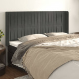 VidaXL Tăblie de pat cu aripioare gri &icirc;nchis 163x16x118/128 cm catifea