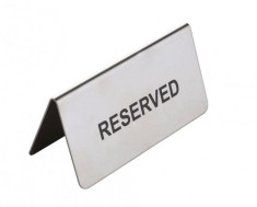 Semn inox Reserved / Reservat pentru masa 10x4 cm foto