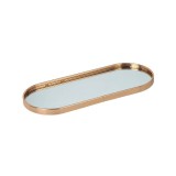Suport pentru lumanari, Tava ovala cu oglinda, Auriu, 30x12.5x1.5 cm, ATU-086092, Oem