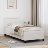 VidaXL Pat cu Arc și Saltea Alb 90x200 cm Piele Sintetică