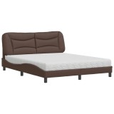 Cumpara ieftin Pat cu saltea, Hvar, maro, 160x200 cm, piele ecologica