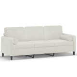 Cumpara ieftin Canapea cu 3 locuri cu pernute, crem, 180 cm, catifea