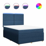 Cumpara ieftin Pat box spring cu saltea, albastru, 140x200 cm, textil