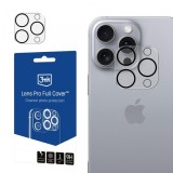 Folie de protectie Camera Spate 3MK Pro Full Cover pentru Apple iPhone 16 Pro Max / 16 Pro, Sticla Securizata, Neagra